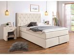 Boxspringbett HOME AFFAIRE "Chalon, in verschiedenen Breiten", beige, B:163cm L:210cm, Komplettbetten, Boxspringbett, inkl. Topper, wahlweise in H2, H3 oder H4 erhältlich