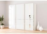 Schwebetürenschrank MUSTERRING "Imola W", weiß, B:246,3cm H:217cm T:67cm, Floatglas, Holzwerkstoff, Schränke, Schwebetürenschrank, inkl. Einlegeböden und Kleiderstangen, mit Glastüren inkl. Zierspiegel