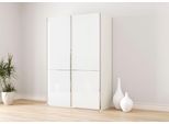 Schwebetürenschrank MUSTERRING "Imola W", weiß, B:148,9cm H:236cm T:67cm, Floatglas, Holzwerkstoff, Schränke, Schwebetürenschrank, inkl. Einlegeböden und Kleiderstangen, mit Glastüren und Aufleistungen