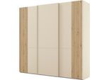 Schwebetürenschrank MUSTERRING "Isabelle", beige (champagner, dekor), B:246,3cm H:236cm T:67cm, Hartfaserplatte, Holzwerkstoff, Schränke, Schwebetürenschrank, Türen mit Lamellenoptik, verschiedene Größen und Farben, Höhe 236cm