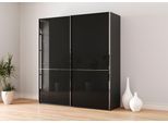 Schwebetürenschrank MUSTERRING "Imola W", grau (graphit), B:197,3cm H:217cm T:67cm, Floatglas, Holzwerkstoff, Schränke, Schwebetürenschrank, inkl. Einlegeböden und Kleiderstangen, mit Glastüren und Aufleistungen