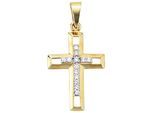 Kreuzanhänger JOBO "Anhänger Kreuz", gold (gelbgold 333), Schmuckanhänger, Damen, Gelbgold 333, 333 Gold mit Zirkonia