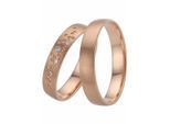 Trauring FIRETTI "Schmuck Geschenk Gold 375 Hochzeit Ehering "LIEBE" Sterne" Gr. 20, rosa (roségoldfarben), Fingerringe, Damen, 20, 0,03 SI = kleine Einschlüsse mit Brillanten, Roségold 375, 4mm, Trauring, Made in Germany, wahlweise mit oder ohne Brillanten
