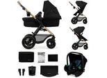 Kombi-Kinderwagen KINDERKRAFT "MOOV 2 Air 3IN1", Baby, schwarz (pure schwarz), Stahl, Kinderwagen, mit Luftreifen