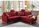 Ecksofa HOME AFFAIRE "Palmera L-Form", rot (bordeaux), B:236cm H:89cm T:212cm, 100% Polyester, Struktur (100% Polyester), Luxus-Microfaser in Lederoptik (100% Polyester), Sofas, Federkern, wahlweise mit Bettfunktion und mit/ohne Stauraum