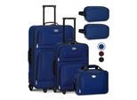 Juskys Trolley Reisekoffer Set Athen 5 teilig - 60 L, 2 Rollen, Weichschale, Handgepäck, Blau