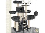 tectake® Kratzbaum, 195 cm, mit Katzenhaus, inklusive Treppe, 4 Spielbällen und Kippschutz