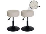 2er-Set Hocker MCW-C22, Sitzhocker Schminkhocker, höhenverstellbar drehbar Ø 37cm Stoff Bouclé 450g/m² MVG ~ creme-weiß