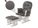 Relaxsessel MCW-C76, Schaukelstuhl Sessel Schwingstuhl mit Hocker Stoff Cord 320g/m² Öko-Tex ~ dunkelgrau Gestell weiß