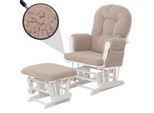 Relaxsessel MCW-C76, Schaukelstuhl Sessel Schwingstuhl + Hocker Stoff Bouclé 480g/m² Öko-Tex ~ braun Gestell weiß