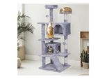 NYVI Katzen Kratzbaum Luzifer 134 cm Grau - Deluxe Katzenbaum mit Katzenhöhlen, Plattformen, Katzenspielzeug und Sisal Kratzsäule