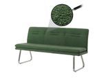 Sitzbank MCW-H70, Esszimmerbank Bank Polsterbank, Lehne Stoff/Textil Bouclé Edelstahl gebürstet 180cm ~ grün