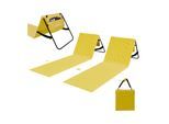 24MOVE® Strandmatte 2er Set klappbar mit Rückenlehne, Strandliege mit Gurt, tragbar für Strand und Garten, Liegematte gelb