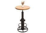 Bartisch MCW-N20, Bistrotisch Thekentisch, höhenverstellbar drehbar Fußablage Industrial Massiv-Holz Ø 61 cm ~ natur