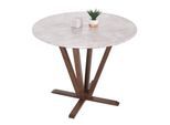 Bistrotisch MCW-M56, Tisch Esstisch, Massiv-Holz HPL Laminat Melamin Ø92cm, Beton-Optik, braunes Gestell