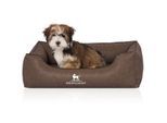 Knuffelwuff Hundebett Henderson aus marmoriertem Kunstleder braun M-L