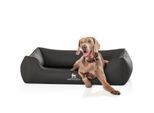 Knuffelwuff Orthopädisches Hundebett Amelie aus Velours mit Handwebcharakter schwarz XL