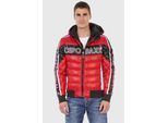 Winterjacke CIPO & BAXX "Jacke", Herren, Gr. XL, rot, Stoff, 100% Polyester, gemustert, regular fit normal, Jacken Winterjacke, mit modischer Steppung