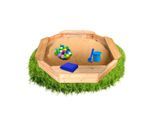 Coemo 8-eckiger Sandkasten Larry M Holz inkl. Abdeckplane + Bodenplane