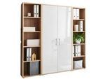 Mid.you Aktenschrank , Sonoma Eiche, Weiß Hochglanz , Holzwerkstoff , 12 Fächer , 173x186x33 cm , Made in Germany , erweiterbar, abschließbar , Büromöbel, Büroschränke, Aktenschränke