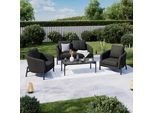 Ambia Garden Outdoorsofa , Anthrazit , Metall, Glas, Textil , 4-teilig , Füllung: Schaumstoff,Schaumstoffflocken , Rundrohr , Gartenmöbel, Loungemöbel, Loungegarnituren
