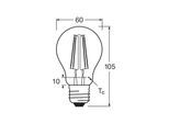 OSRAM LED-Leuchtmittel Birne Filament E27 6,5W 827 6er-Pack