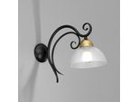 Wandleuchte Flora, ein Glasschirm, schwarz/messing