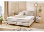 Boxspringbett JOCKENHÖFER GRUPPE "Kira in den Breiten 160x200 & 180x200cm", grau (beige 444, 17), B:193cm L:216cm, Bezug Bett: Microfaser (100% Polyester);Topper und Matratzenspiegel: 100% Polyester, Komplettbetten, Boxspringbett, inkl. LED-Bel., USB-Ladeports, 7-Zonen-Matr., Topper, div. Härtegrade, Topseller