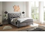 Boxbett ED EXCITING DESIGN "Monroe inkl. Bettkasten, erhältlich in den Breiten 160cm & 180cm", grau, B:183cm L:210cm, 100% Polyester, Komplettbetten, Duo-Matratze - feste Seite mit Kokosmatte