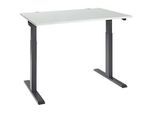 Schäfer Shop Select Schreibtisch ERGO-T 2.0, elektrisch höhenverstellbar, Rechteck, T-Fuss, B 1200 x T 800 x H 715-1205 mm, lichtgrau/anthrazit