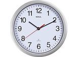 Funk Wanduhr Maul MAULrun, rund, für Innenräume, arabische Zahlen, Minuten & Stundeneinheiten, ∅ 252 mm, Kunststoff & Mineralglas, silber-weiss-schwarz, inkl. Batterie