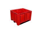 Palettenbox Big Box 680 l, B 1200 x T 1000 x H 790 mm, geschlossen, rot, 3 Kufen