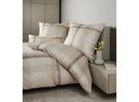 Bettwäsche JANINE "Milano 4511245112 01", braun (braun beige), B/L: 135cm x 200cm, 1 Stk., 1 Stk., Mako-Satin, B/L: 80cm x 80cm, Mako-Satin, Obermaterial: 100% Baumwolle, Bettwäsche, Bettwäsche, mit Reißverschluss