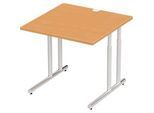 Schäfer Shop Select Schreibtisch COMBITEC, Quadrat, C-Fuss, B 800 x T 800 x H 677-817 mm, Buche/weissaluminium
