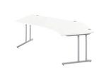 Schäfer Shop Select Winkelschreibtisch COMBITEC, 135° Winkel rechts, C-Fuss, B 2165 x T 800/800 x H 677-817 mm, weiss/weissalu