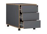 Mid.you Rollcontainer , Anthrazit, Honigeiche , Holzwerkstoff , 3 Schubladen , 42x50x70 cm , griffloses Öffnen , Büromöbel, Schreibtischcontainer, Rollcontainer