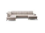 Sit & More Wohnlandschaft , Greige , Textil , Ottomane rechts, U-Form , 357x231 cm , Goldenes M, Oeko-Tex® Standard 100, Made in Europe, DGM-Klimapakt , Schlafen auf Sitzhöhe, Rücken echt, Armteil rechts , Wohnzimmer, Sofas & Couches, Wohnlandschaften, Wohnlandschaften in U-Form