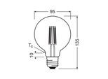 OSRAM LED-Leuchtmittel Globe G95 E27 5W Filament 2.700K