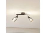 Lindby Deckenleuchte Netty, 2-flammig, grau, Glas