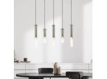 Hängelampe Glasini, Länge 95 cm, rauchgrau, 5-flg., Glas