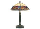 Tischlampe Flora, Tiffanystil, unten offen, Höhe 62 cm