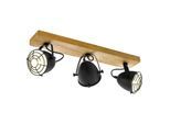 Deckenstrahler Gatebeck aus Holz und Metall, 3-fl.