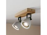 Lindby Spot Mitis, 30 cm, 2-flg., grau, Holz, Beton, GU10