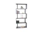 Bücherregal MCW-A27, Standregal Wohnregal, 183x80cm 3D-Struktur 5 Ebenen ~ grau, Metall schwarz