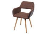 Esszimmerstuhl MCW-A50 II, Stuhl Küchenstuhl, Retro 50er Jahre Design ~ Kunstleder/Stoff, hellbraun, helle Beine
