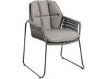 Tierra Outdoor Stapelsessel , Grau , Metall, Textil , Füllung: Polyurethan (Pur) , Kufe , 66x87x64 cm , stapelbar , Gartenmöbel, Balkonmöbel, Balkonstühle