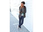 Fleecejacke CASUAL LOOKS, Damen, Gr. 42, grau (anthrazit, meliert), 100% Polyester, unifarben, Jacken Fleecejacke