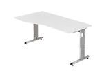 Schreibtisch Freiform ULM, li. od. rechts, B 1800 x T 800/1000 x H 650-850 mm, lichtgrau