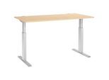 Schäfer Shop Select Schreibtisch ERGO-T, elektrisch höhenverstellbar, Rechteck, T-Fuss, B 1600 x T 800 x H 725-1185 mm, Ahorn/alusilber