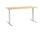Schäfer Shop Select Schreibtisch ERGO-T, elektrisch höhenverstellbar, Rechteck, T-Fuss, B 1800 x T 800 x H 725-1185 mm, Ahorn/weissaluminium